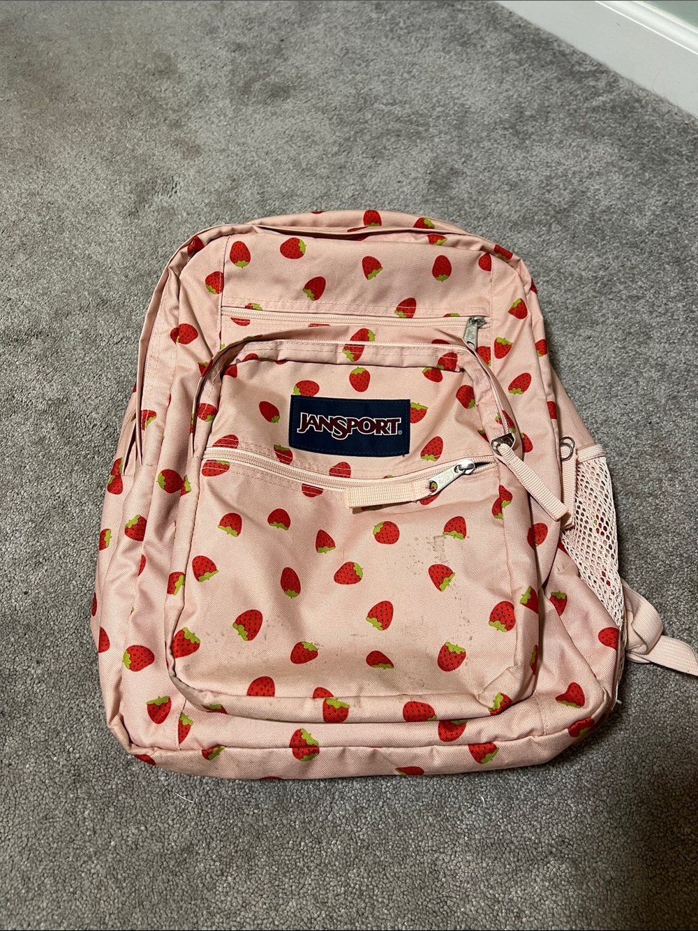 Jansport Pink Strawberry Print Backpack